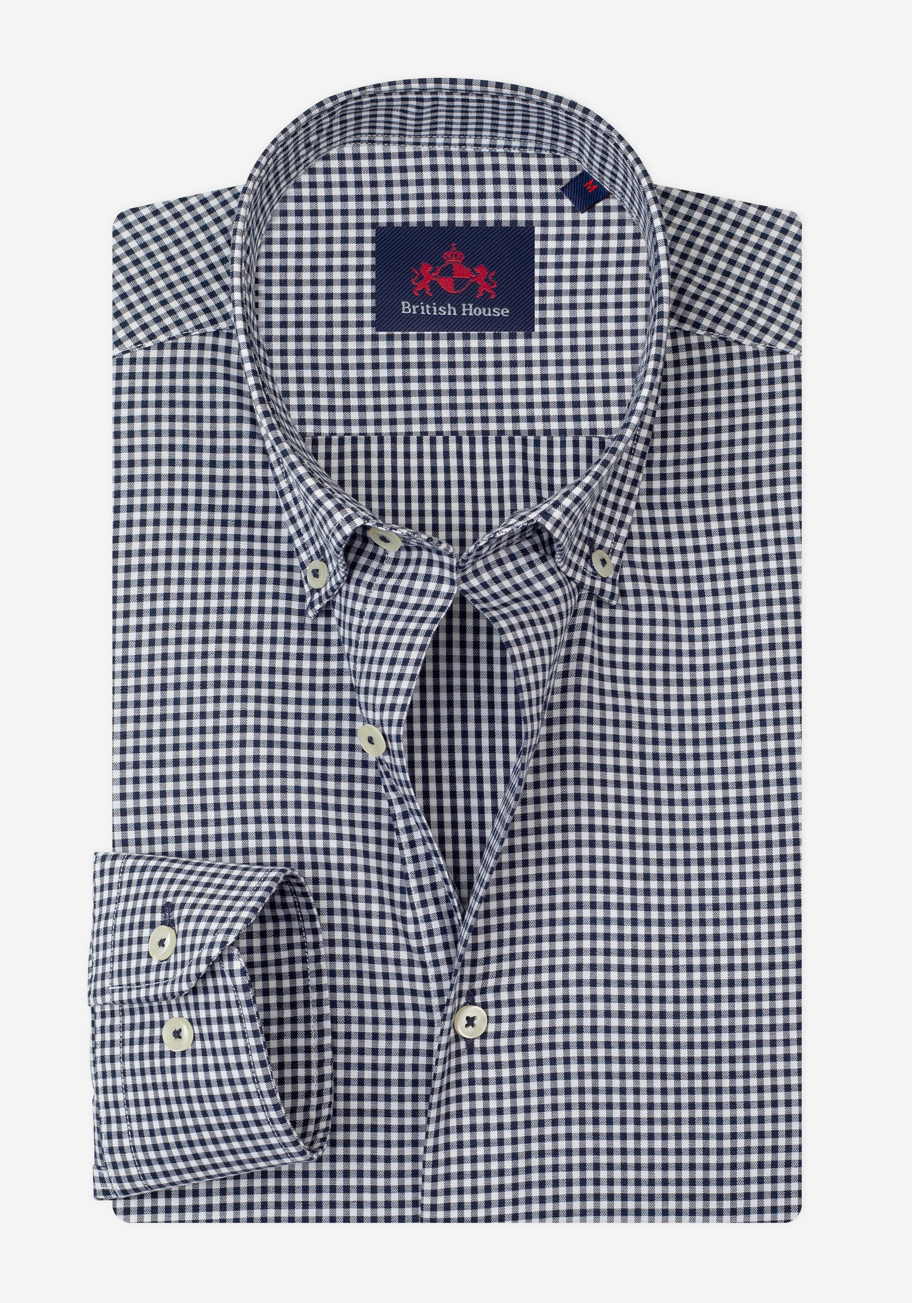 Muted Navy Checked Poplin Shirt