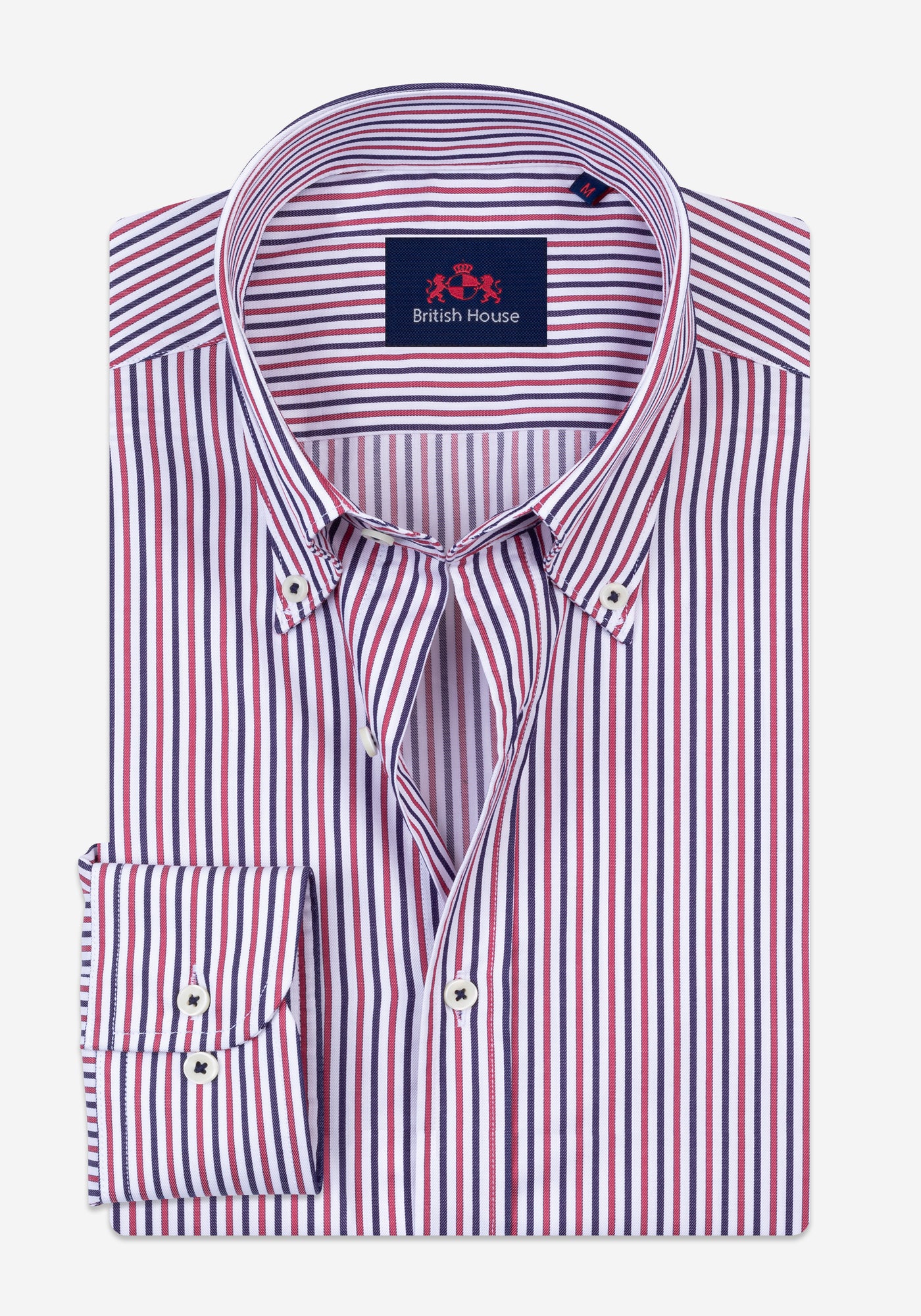 Blaze Red Navy Stripe Twill Shirt