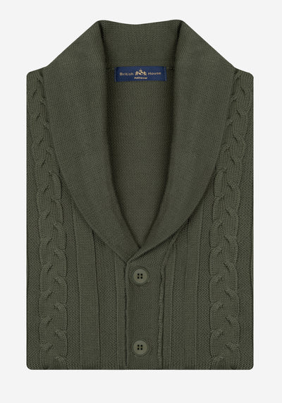 Dune Olive Heavy Knitted Cardigan