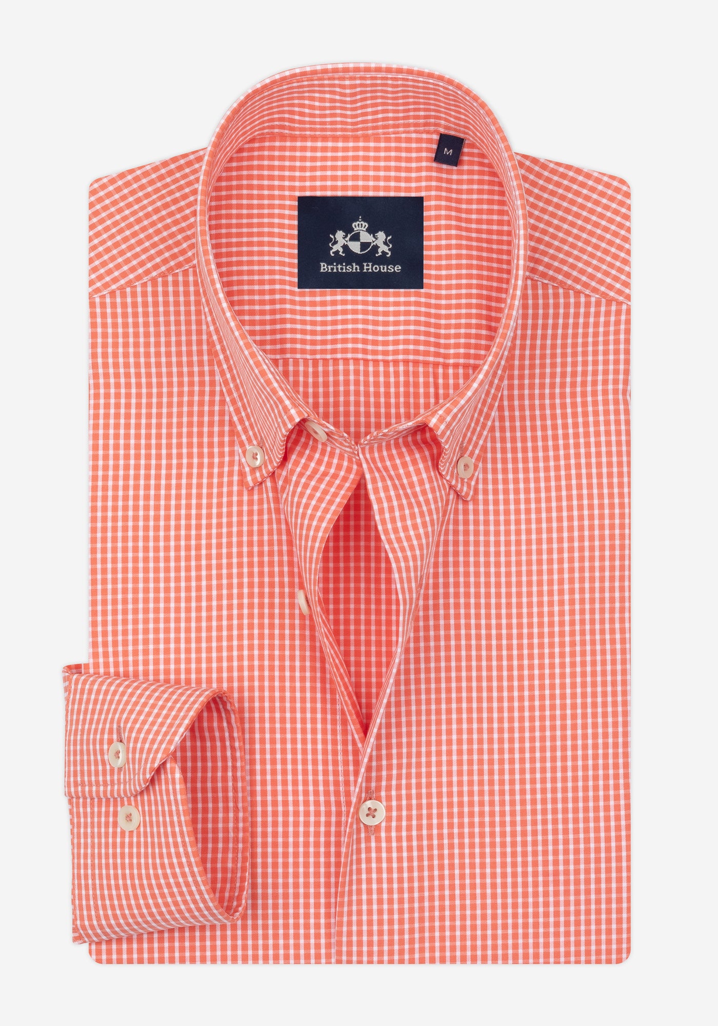 Coral Orange Checked Poplin Shirt