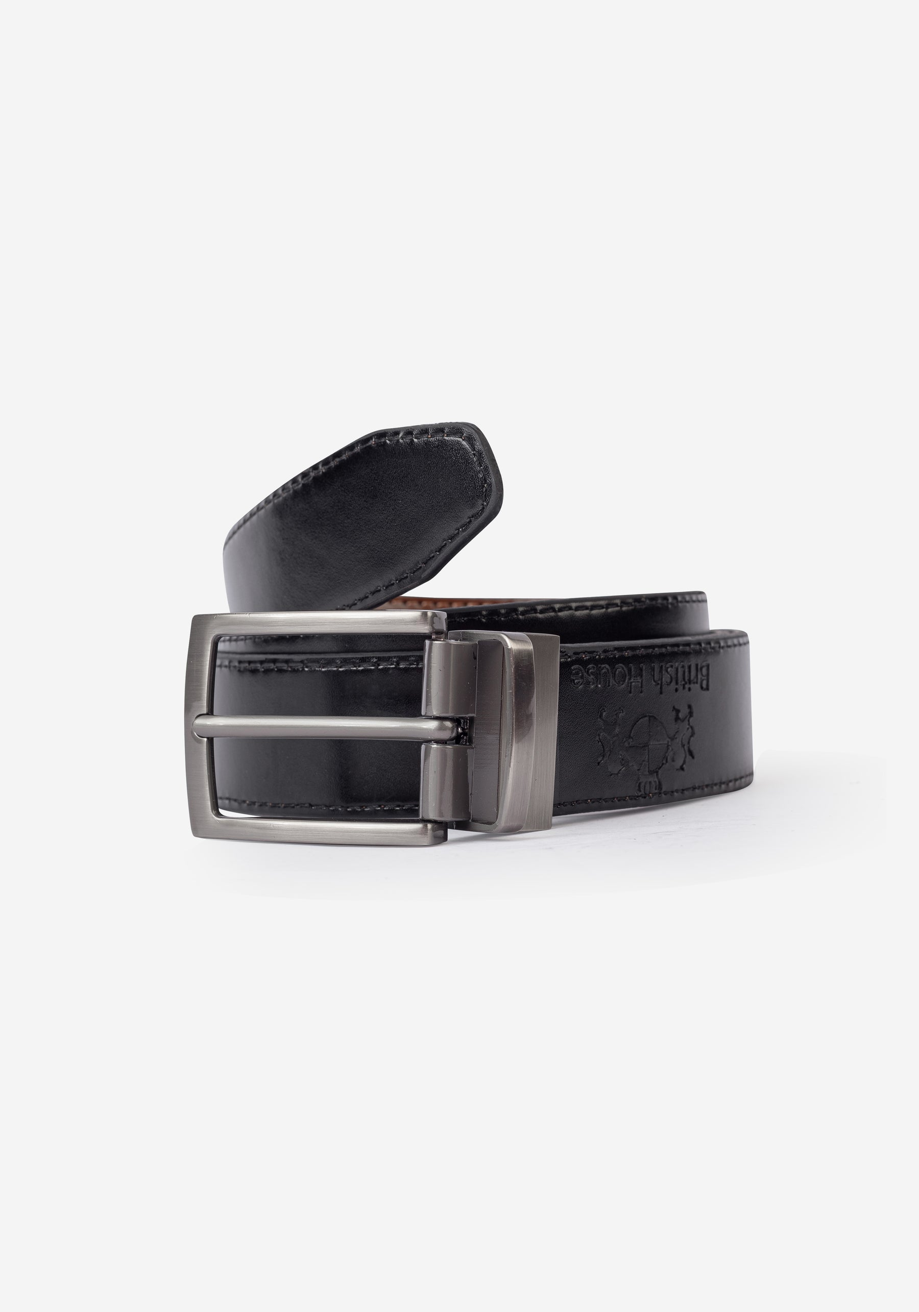 Ink Black Double-Face Genuine Leather Belt