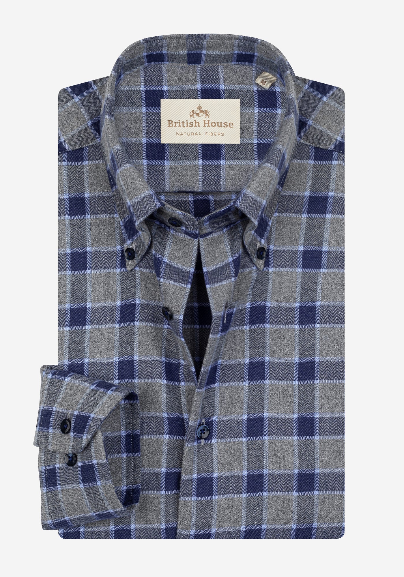 Royal Blue Grey Checked Flannel Shirt