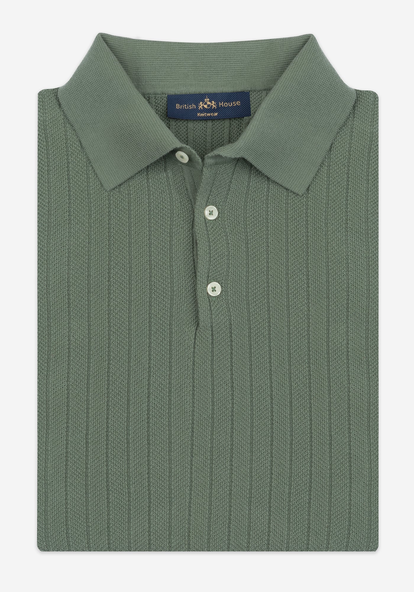 Sage Green Knitted Polo Shirt