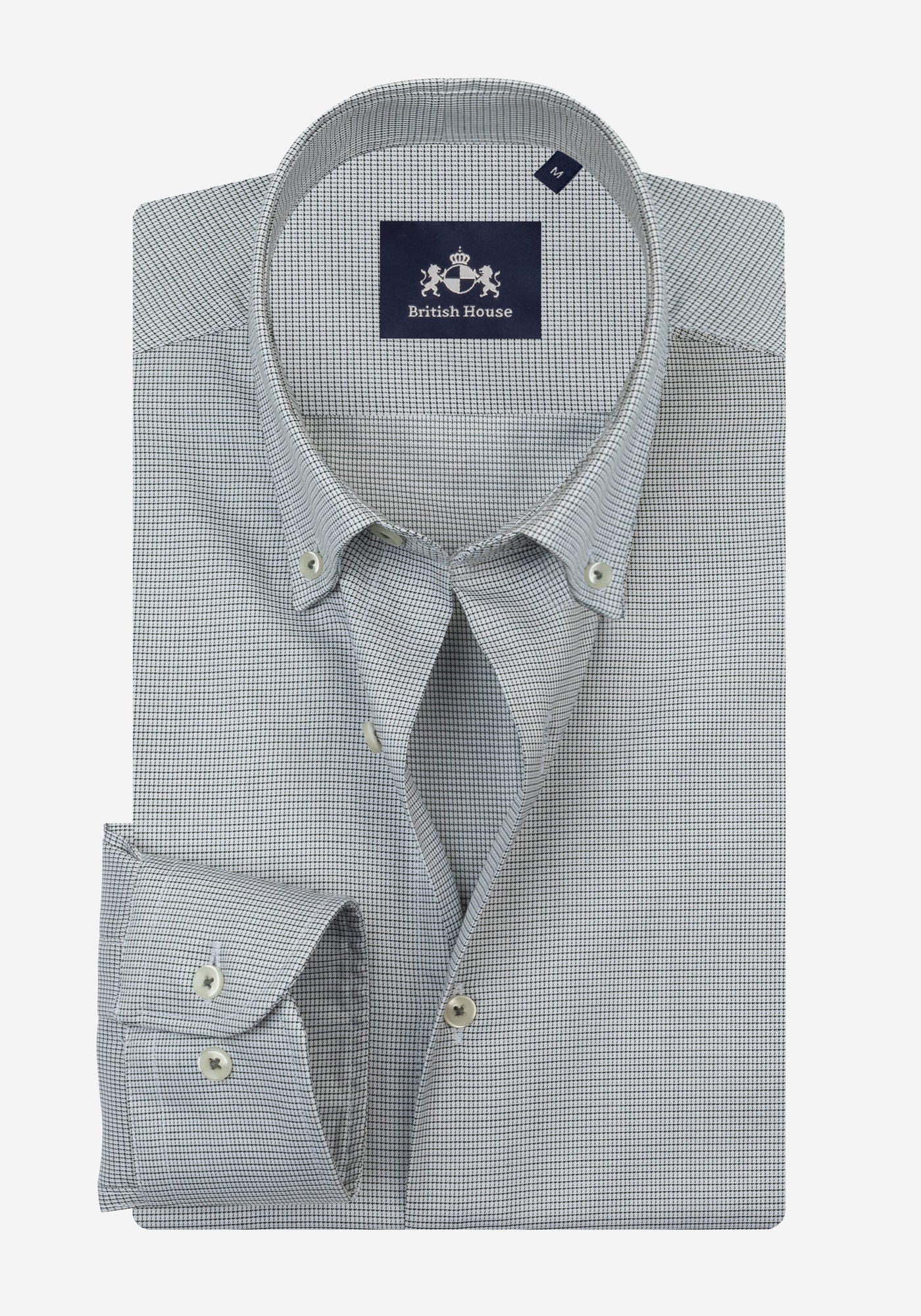 Celeste Green Checked Mini Houndstooth Shirt