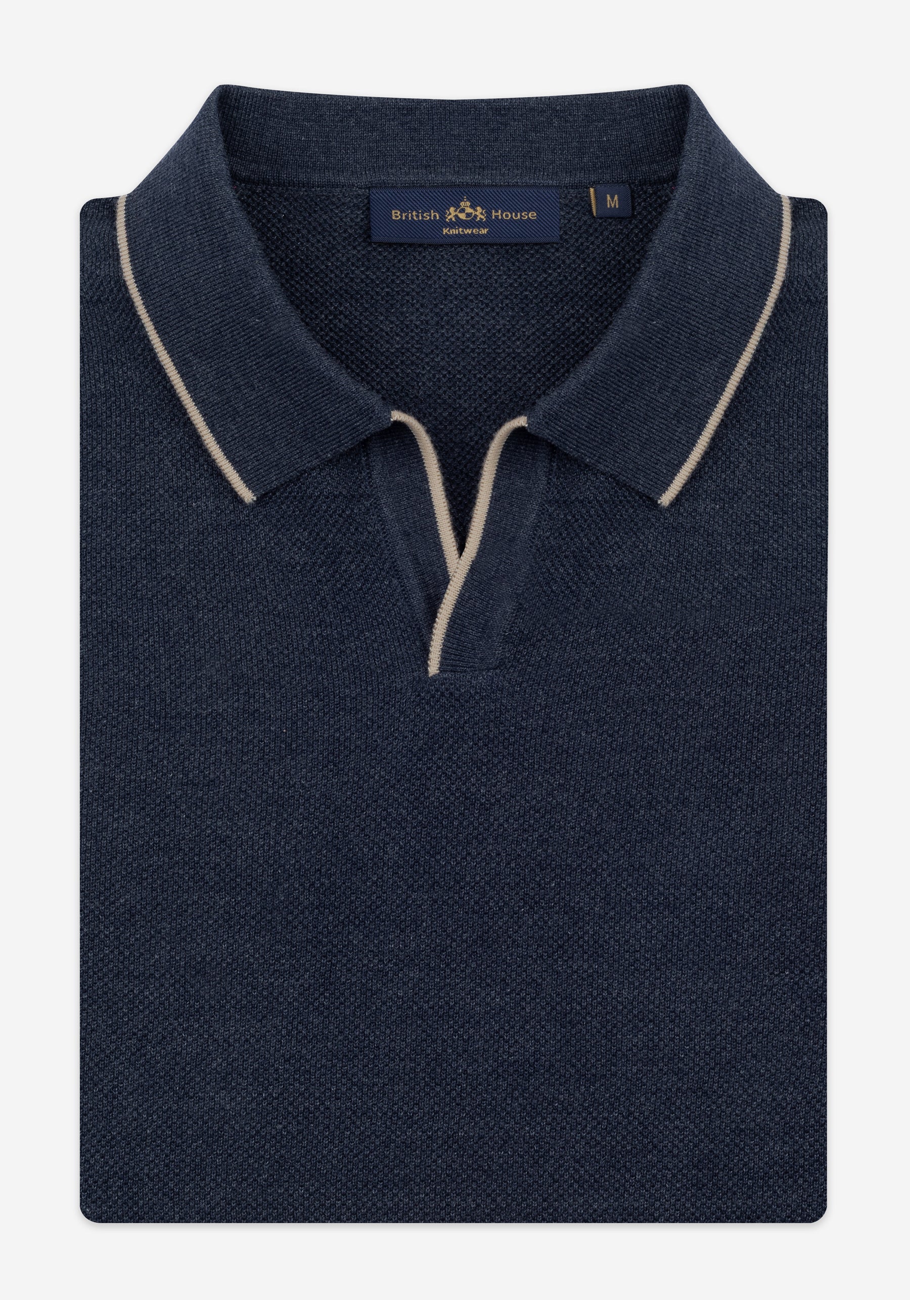Mineral Navy Knitted Polo Shirt