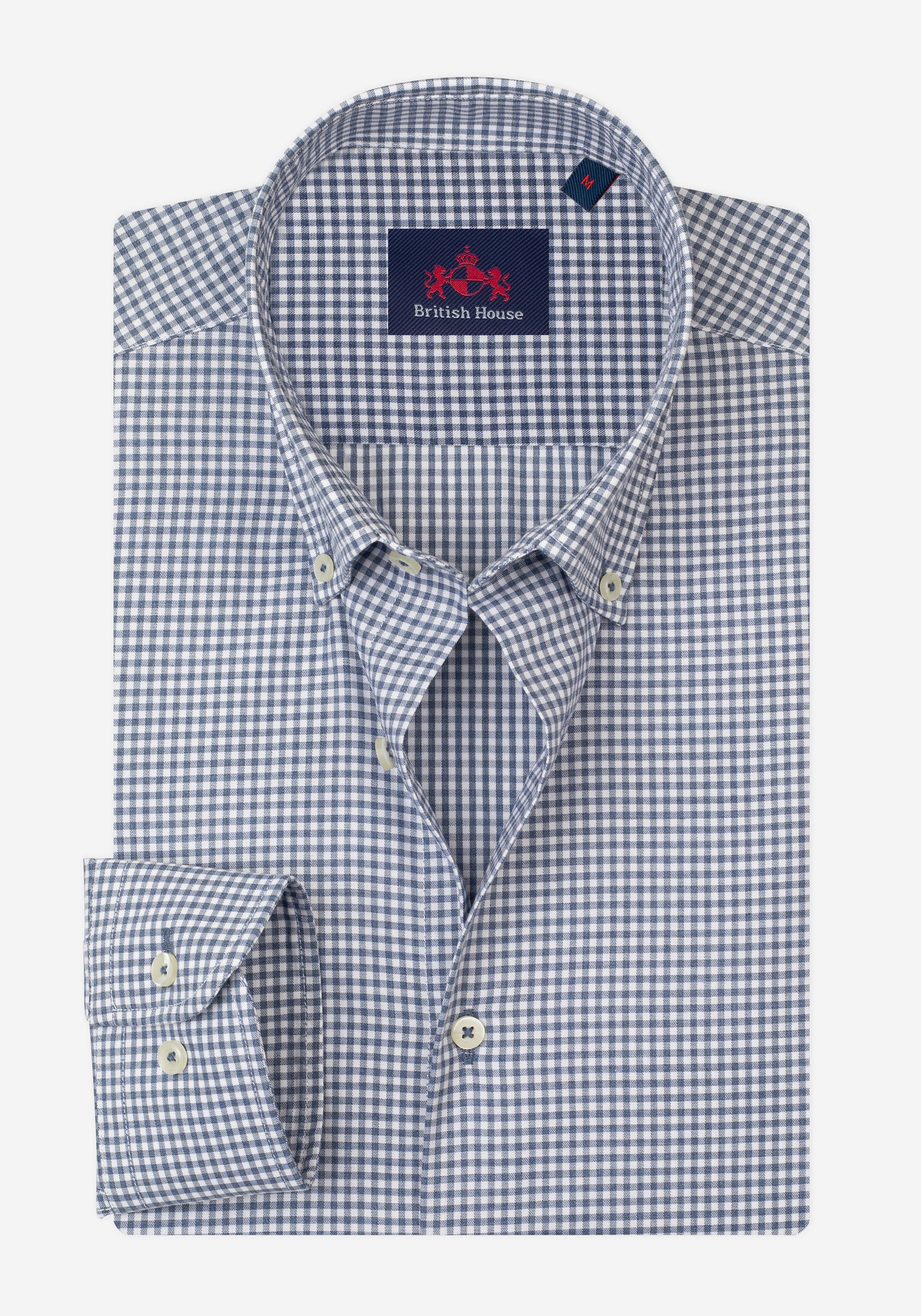 Faded Navy Checked Poplin Shirt