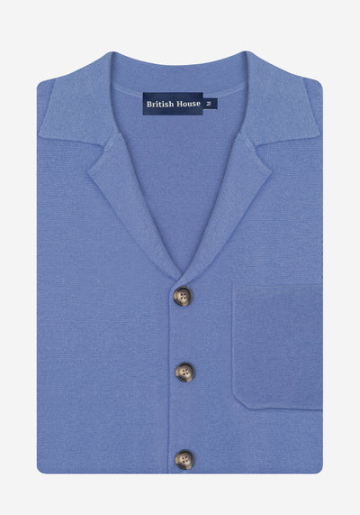 Powder Blue Merino Wool Blend Cardigan