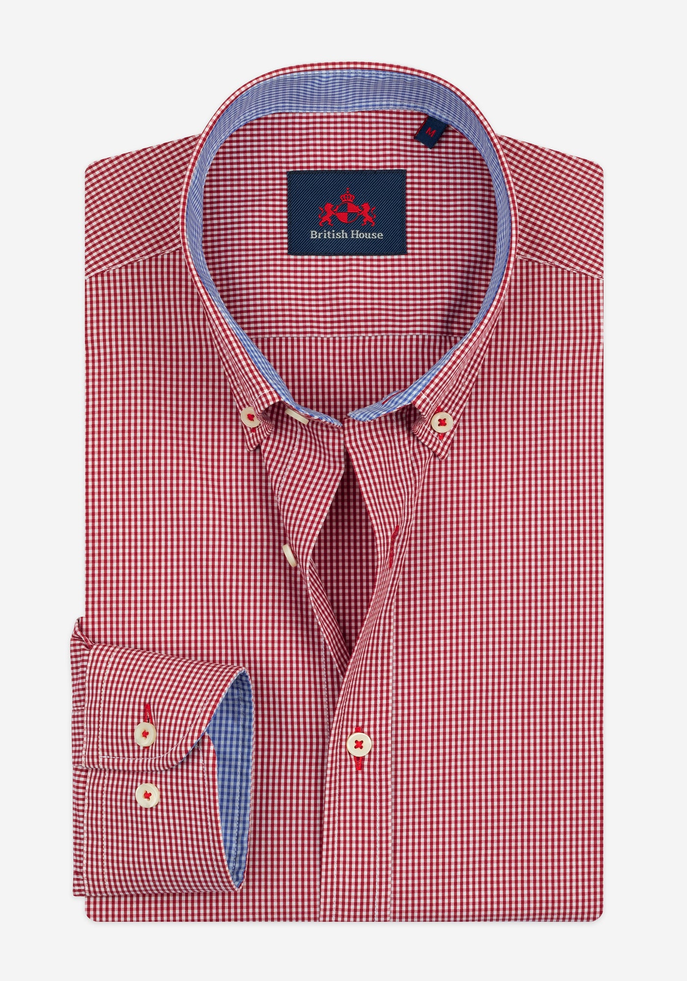 Bright Red Checked Cotton Lycra Shirt