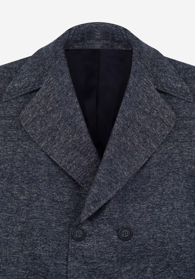 Dim Navy Double-Breasted Poly Coat