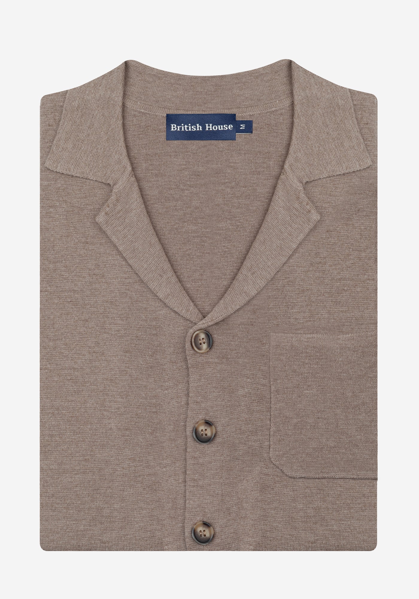 Dune Beige Merino Wool Blend Cardigan