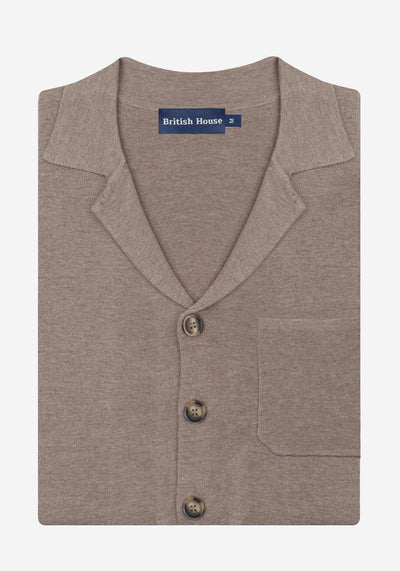 Dune Beige Merino Wool Blend Cardigan