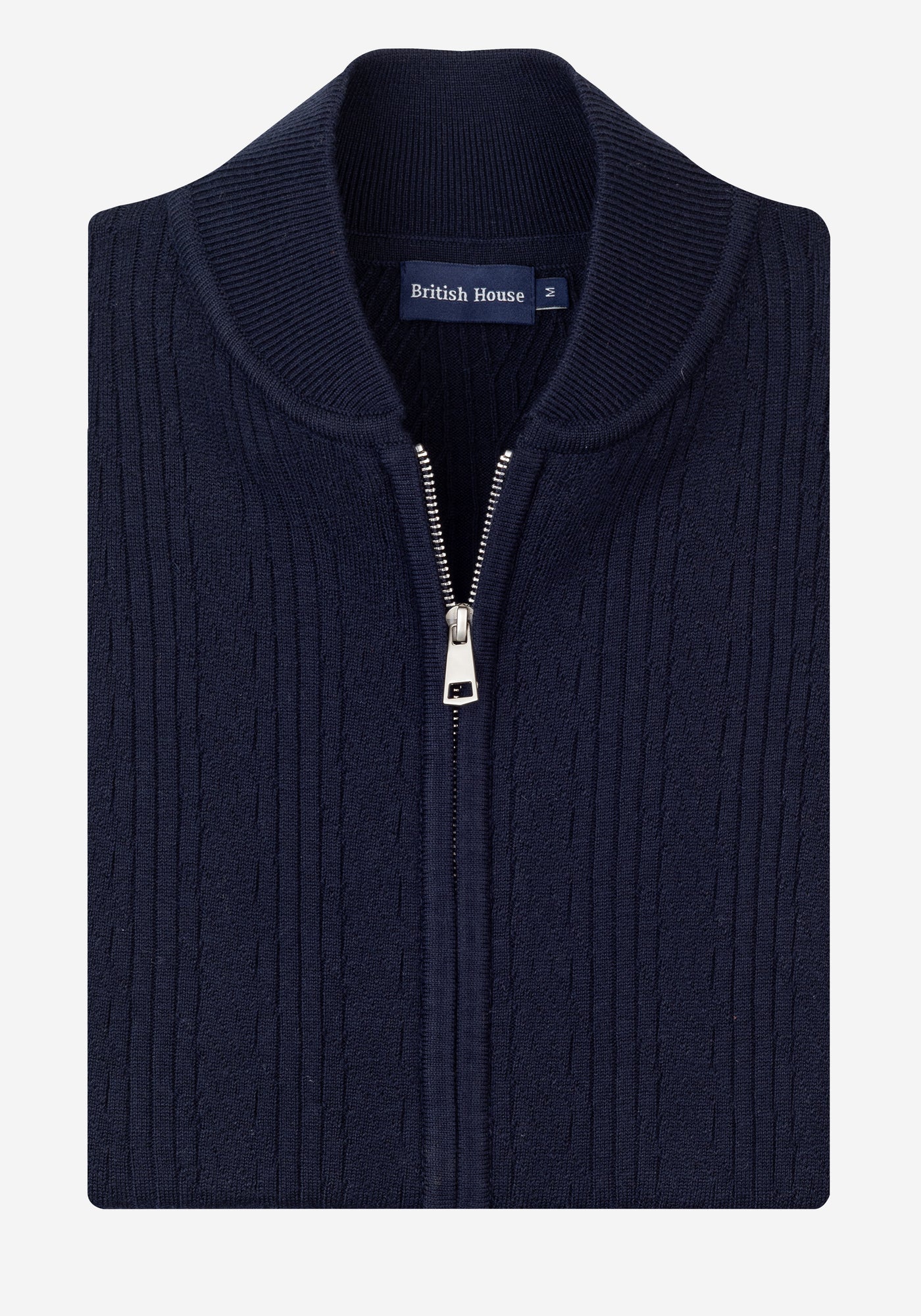 Frost Navy Double-Zipped Merino Wool Blend Pullover