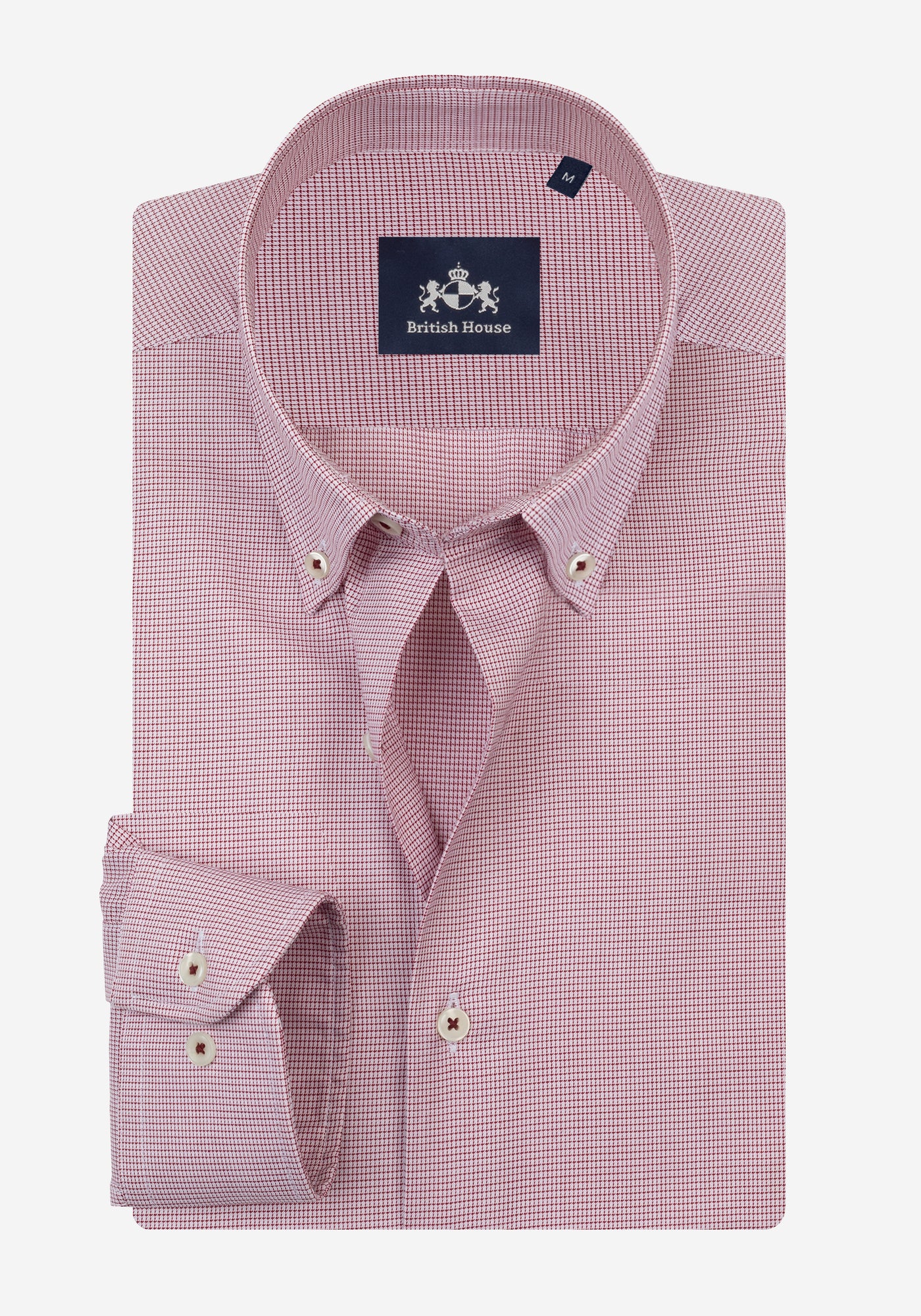 Eterna Red Checked Mini Houndstooth Shirt