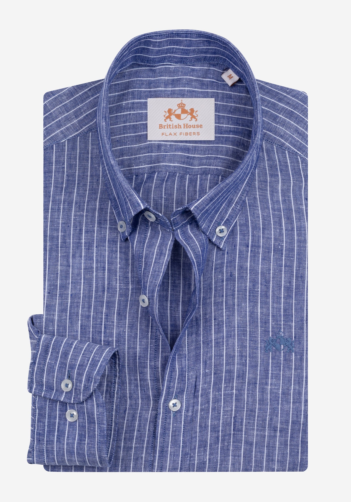 Marine Blue Stripe Belgian Linen Shirt