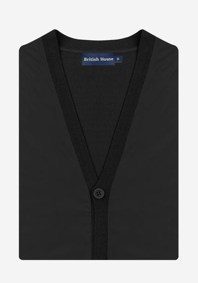 Carbon Black Polyamide Cardigan