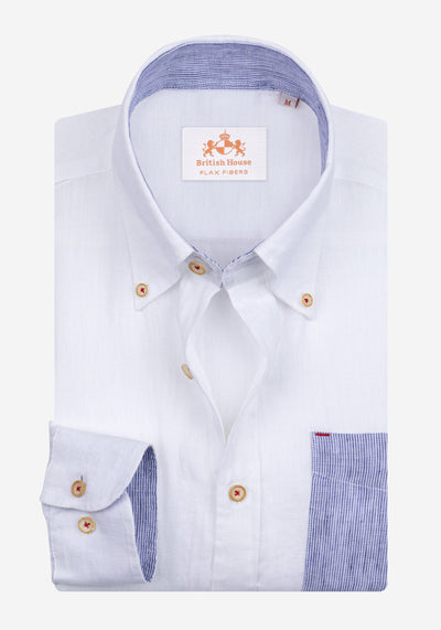 Cloud White Belgian Linen Shirt