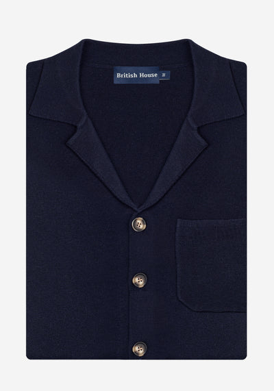 Imperial Navy Merino Wool Blend Cardigan