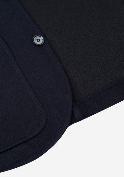 Hollow Navy Boiled Wool Jacket