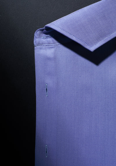 Giza 87 Cotton Silent Blue Stripe Fine Twill Shirt