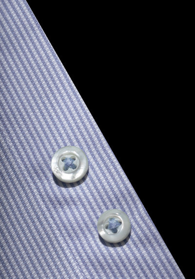 Giza 87 Cotton Airy Blue Stripe Basket Weave Shirt