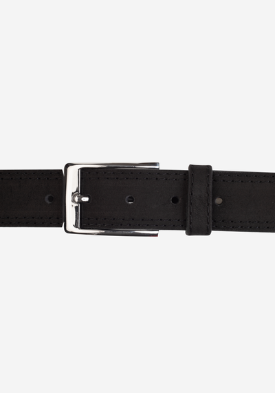 Washed Black Genuine Leather Belt