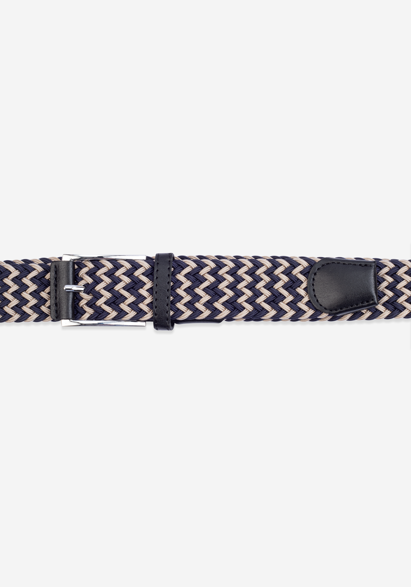 Navy Beige Braided Belt