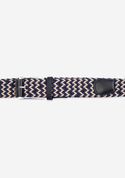 Navy Beige Braided Belt