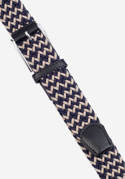 Navy Beige Braided Belt