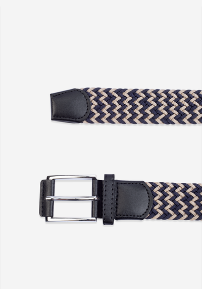 Navy Beige Braided Belt