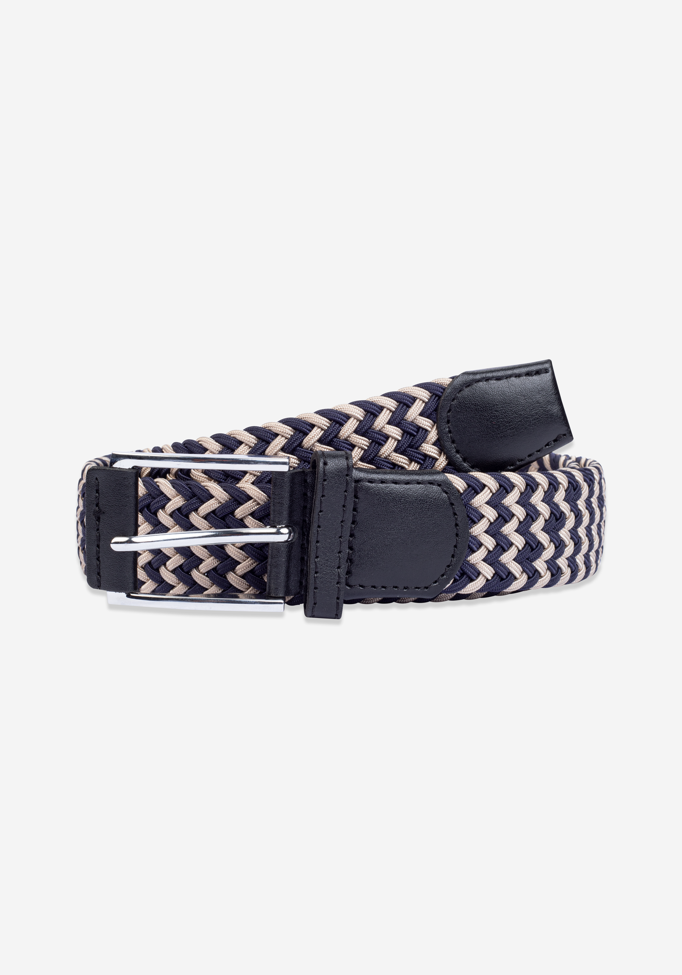 Navy Beige Braided Belt