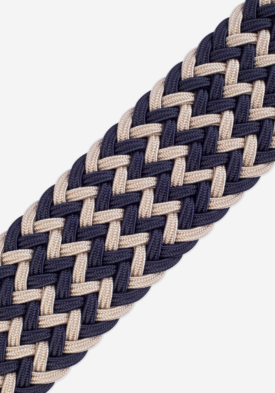 Navy Beige Braided Belt