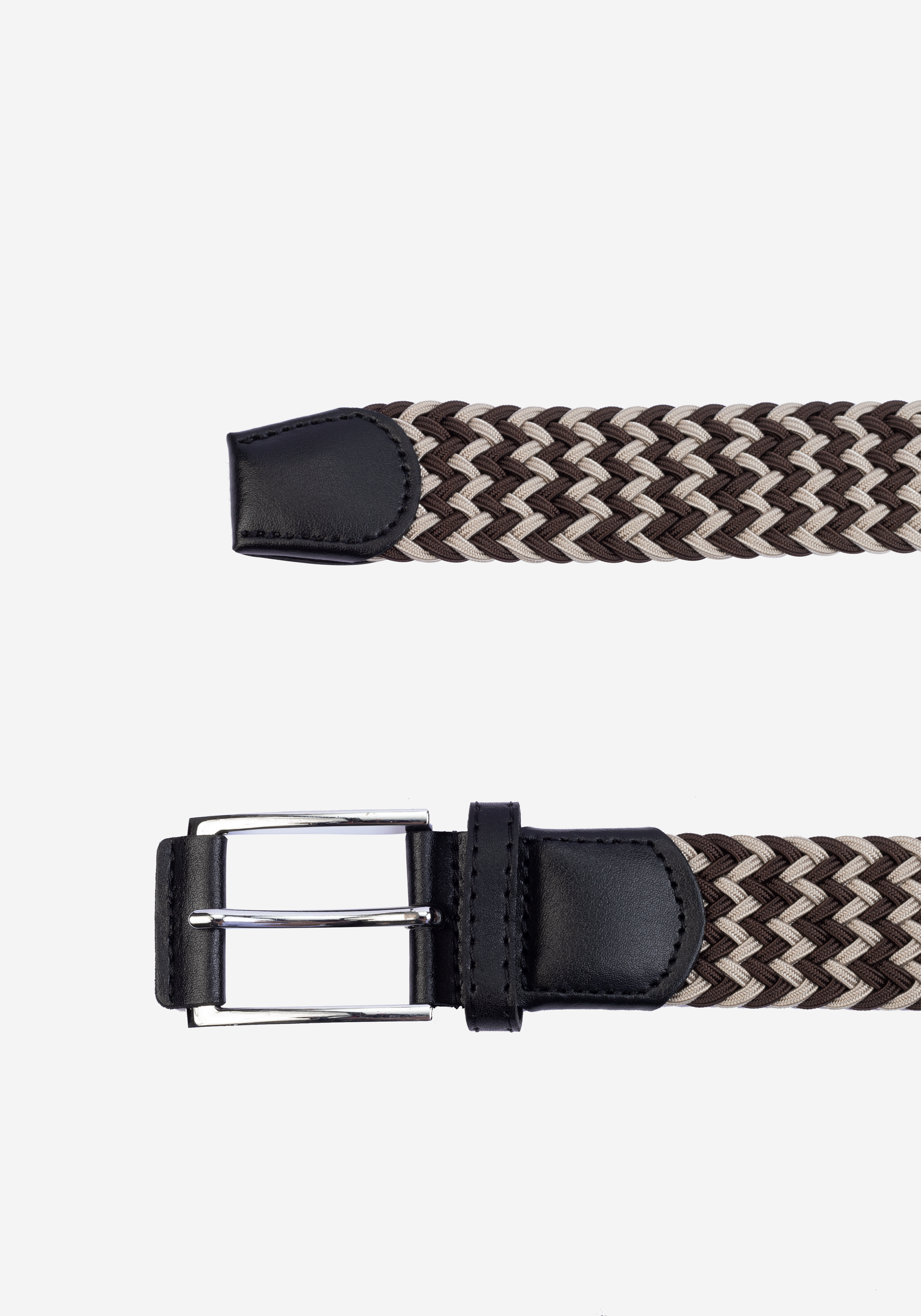 Brown Beige Braided Belt