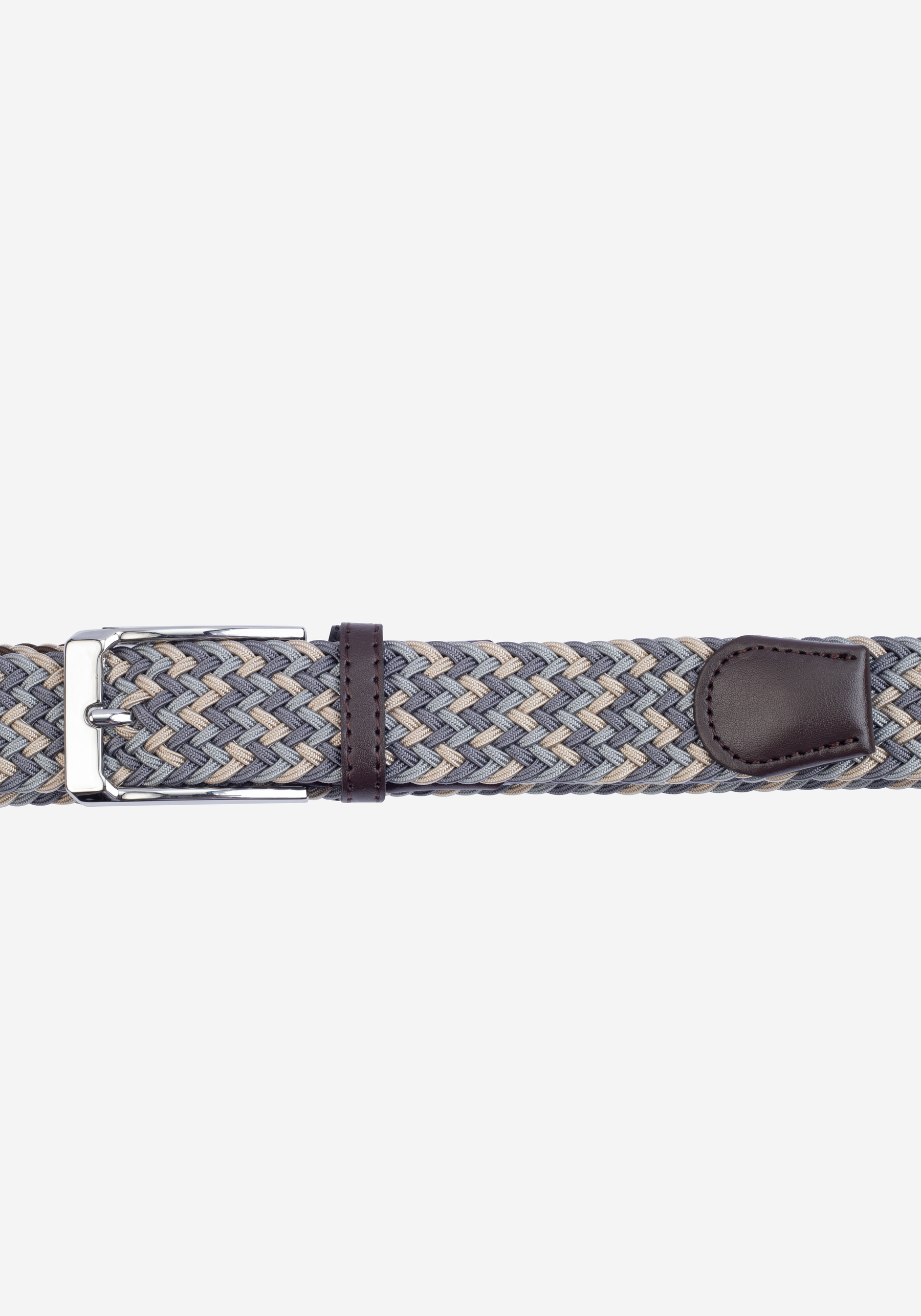 Grey Beige Braided Belt