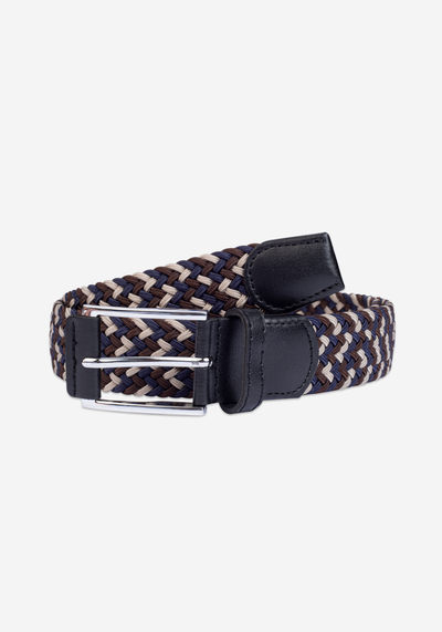 Navy Brown Braided Belt