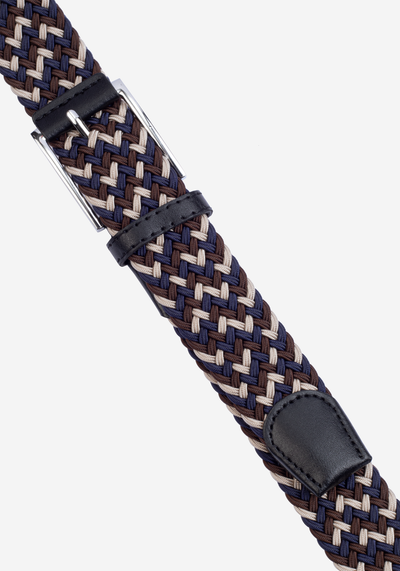 Navy Brown Braided Belt
