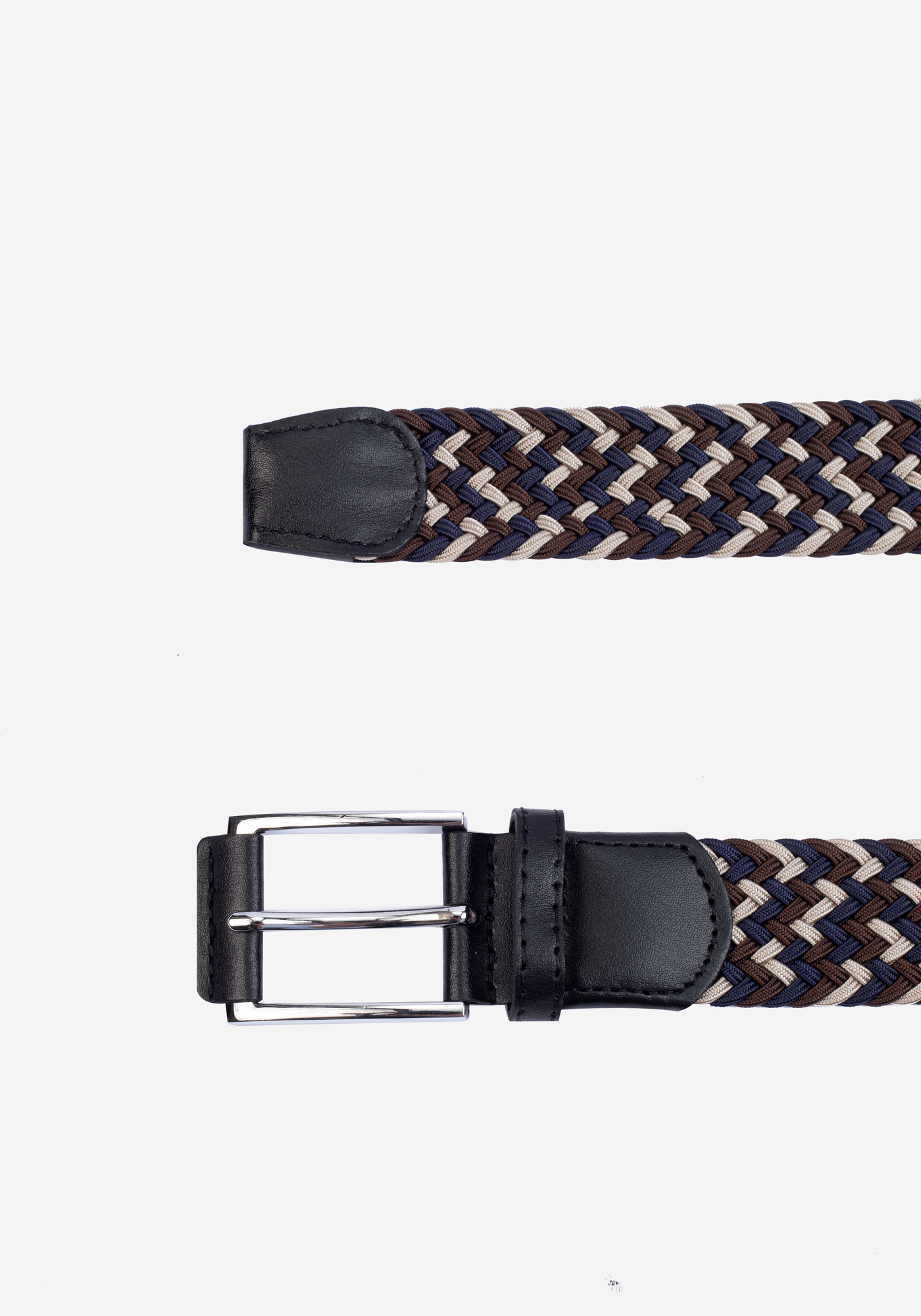 Navy Brown Braided Belt
