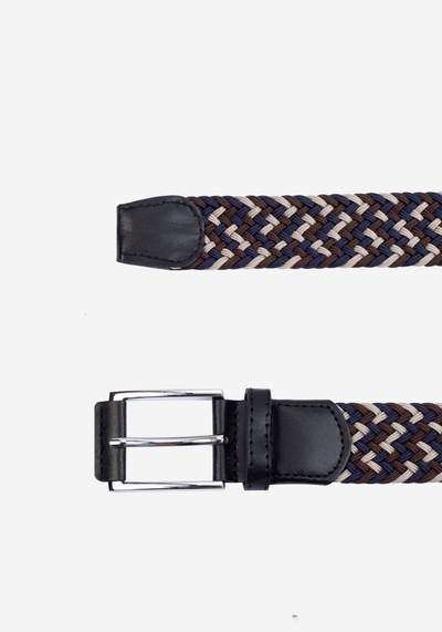 Navy Brown Braided Belt