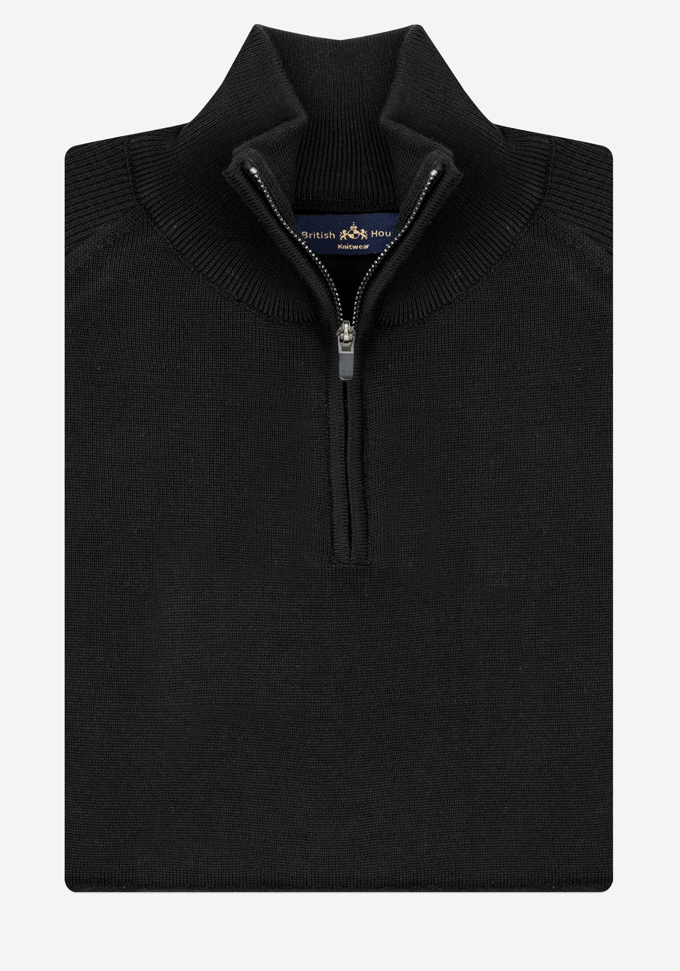 Sable Black Quarter-Zip Cotton Pullover