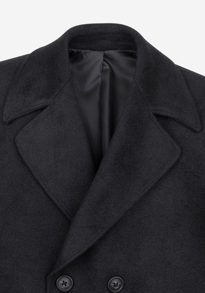 Stone Grey Double-Breasted Poly Coat