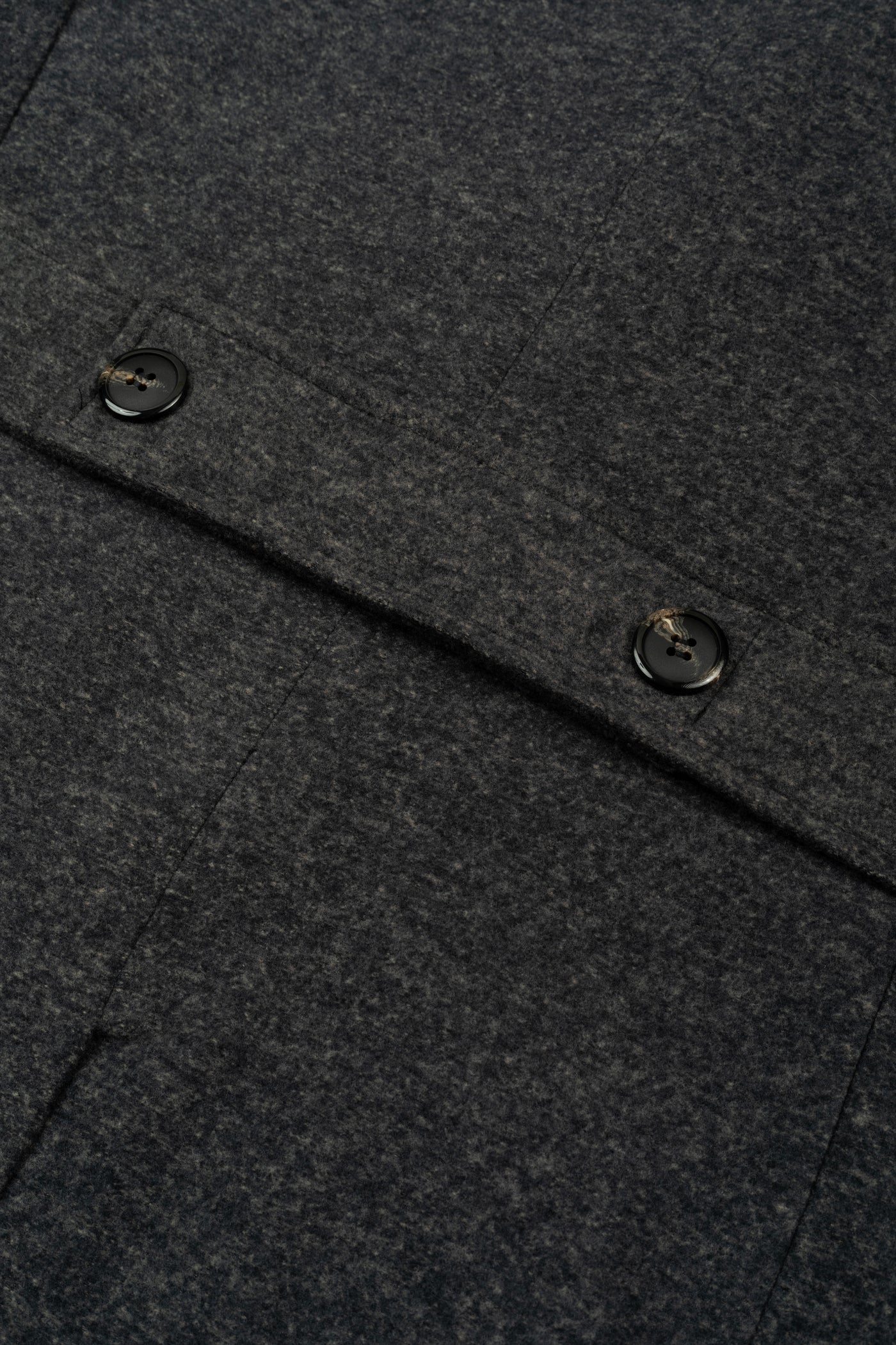 Jet Black Double-Breasted Poly Coat