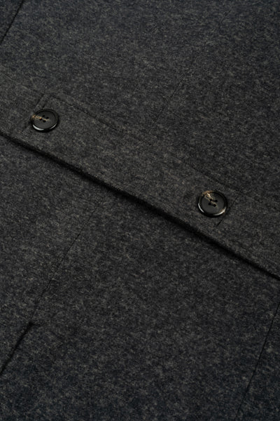 Jet Black Double-Breasted Poly Coat