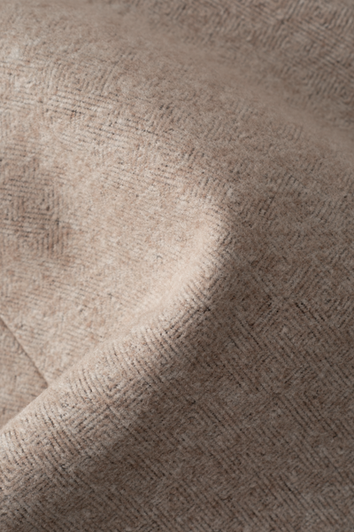 Ivory Beige Double-Breasted Herringbone Coat