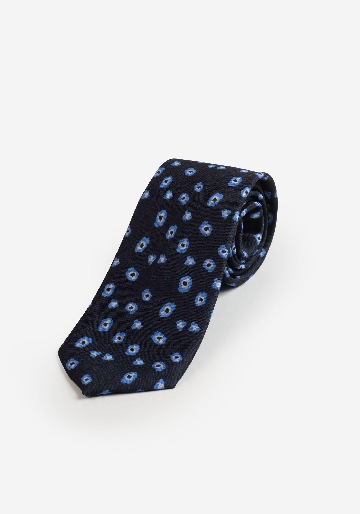 Navy Print Micro Fiber Tie