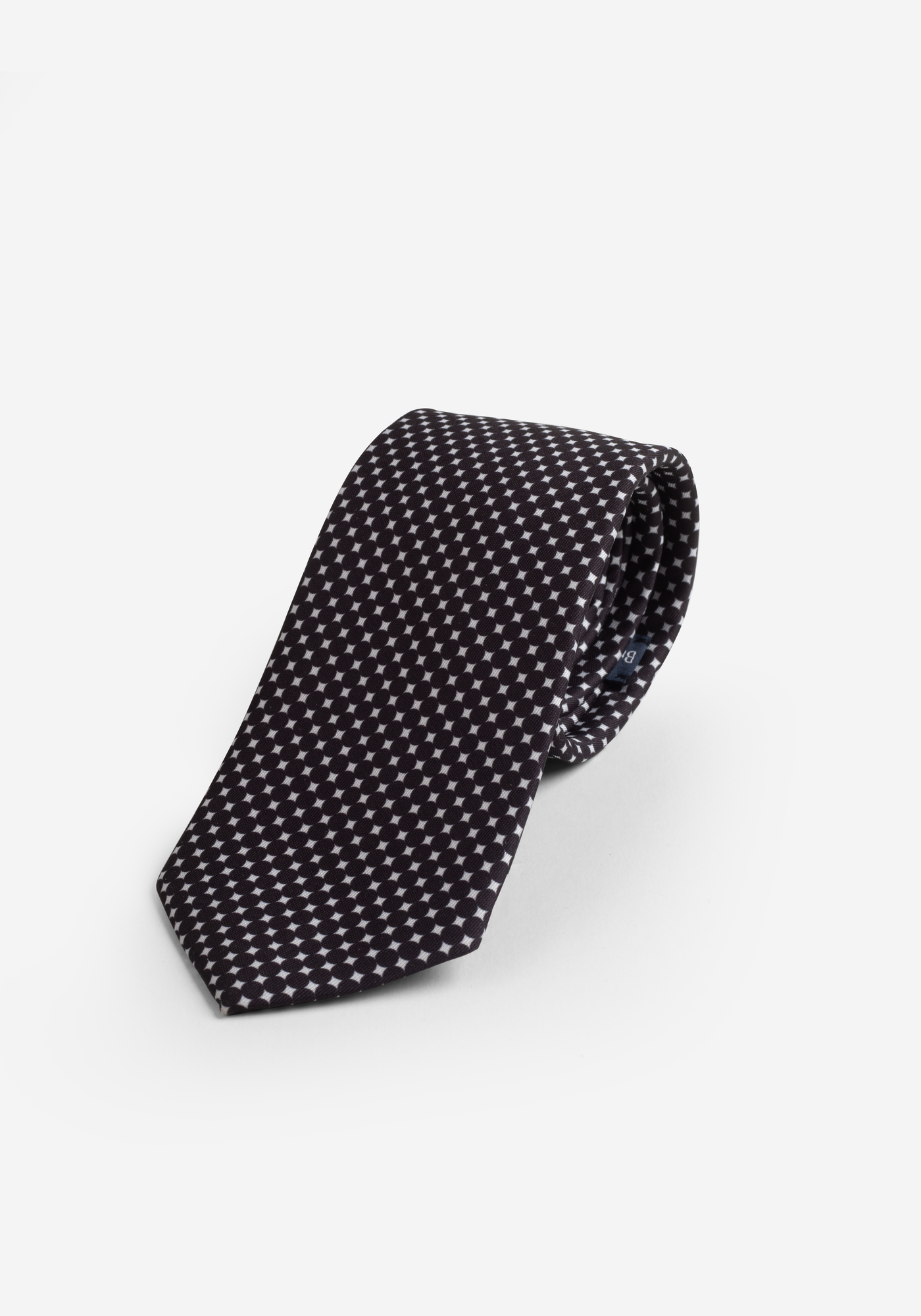 Black White Print Micro Fiber Tie