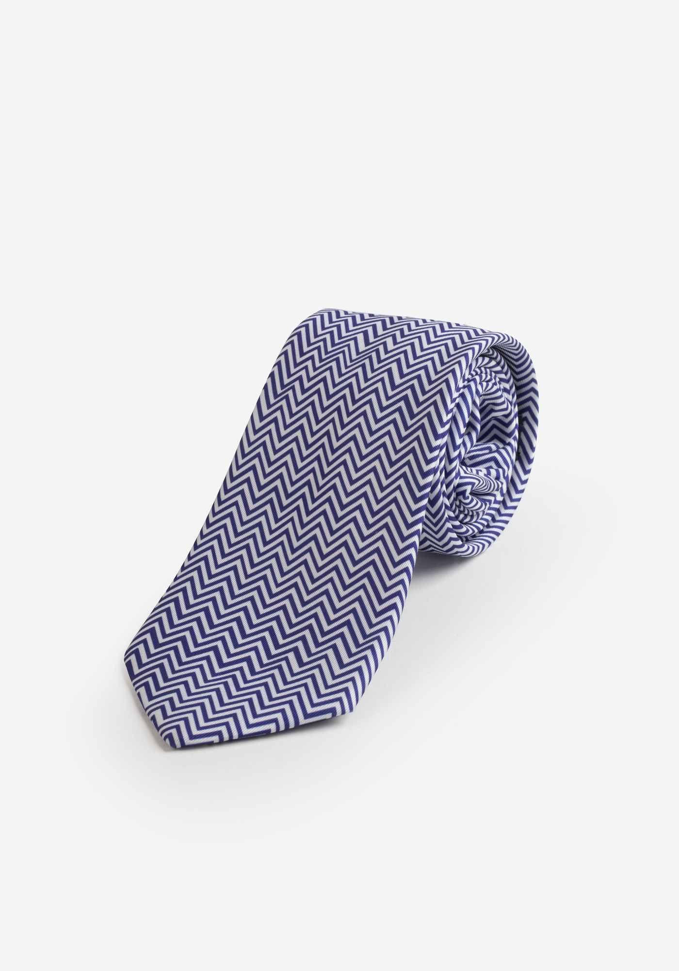 White Blue Print Micro Fiber Tie