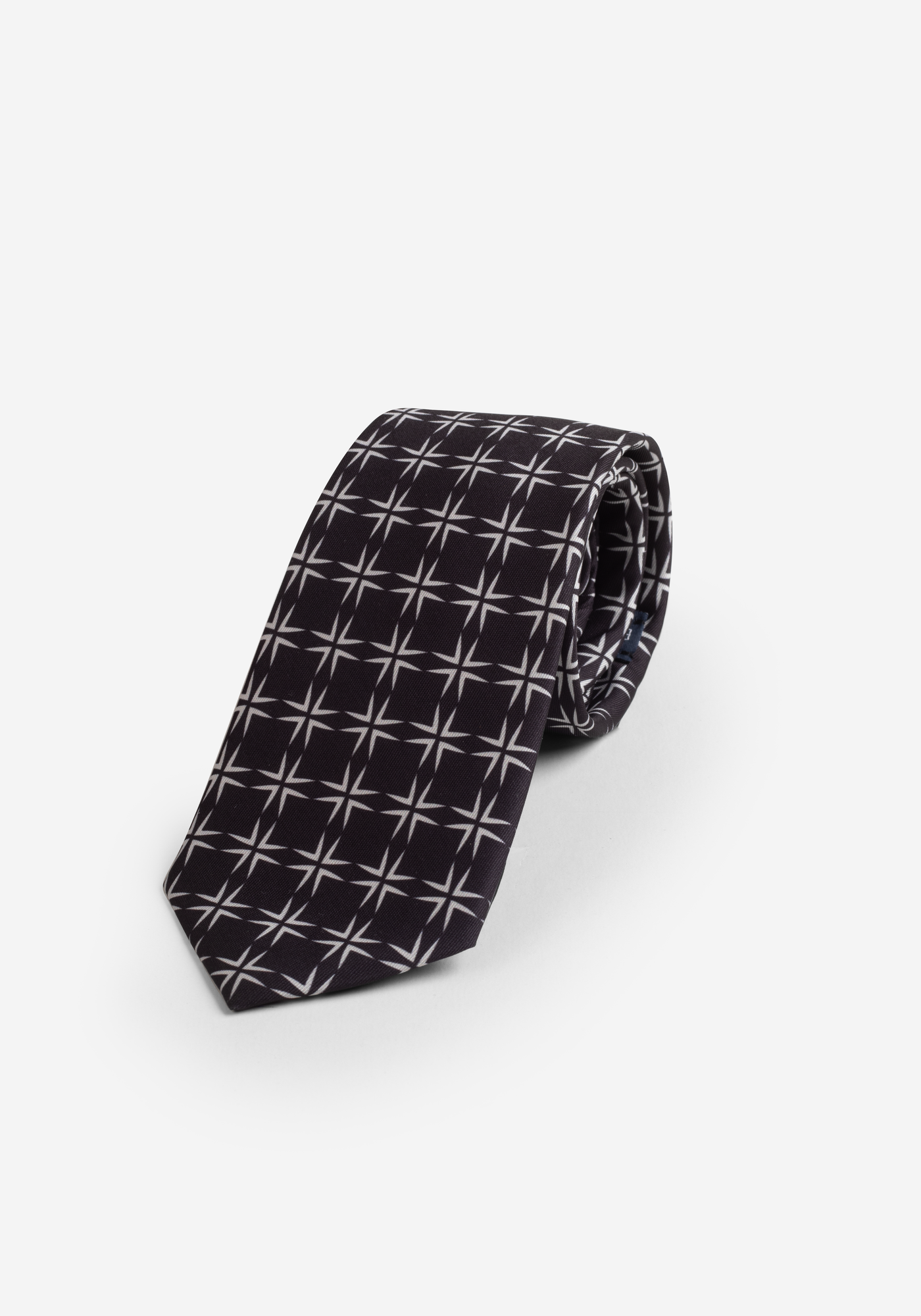 Pitch Black White Print Micro Fiber Tie