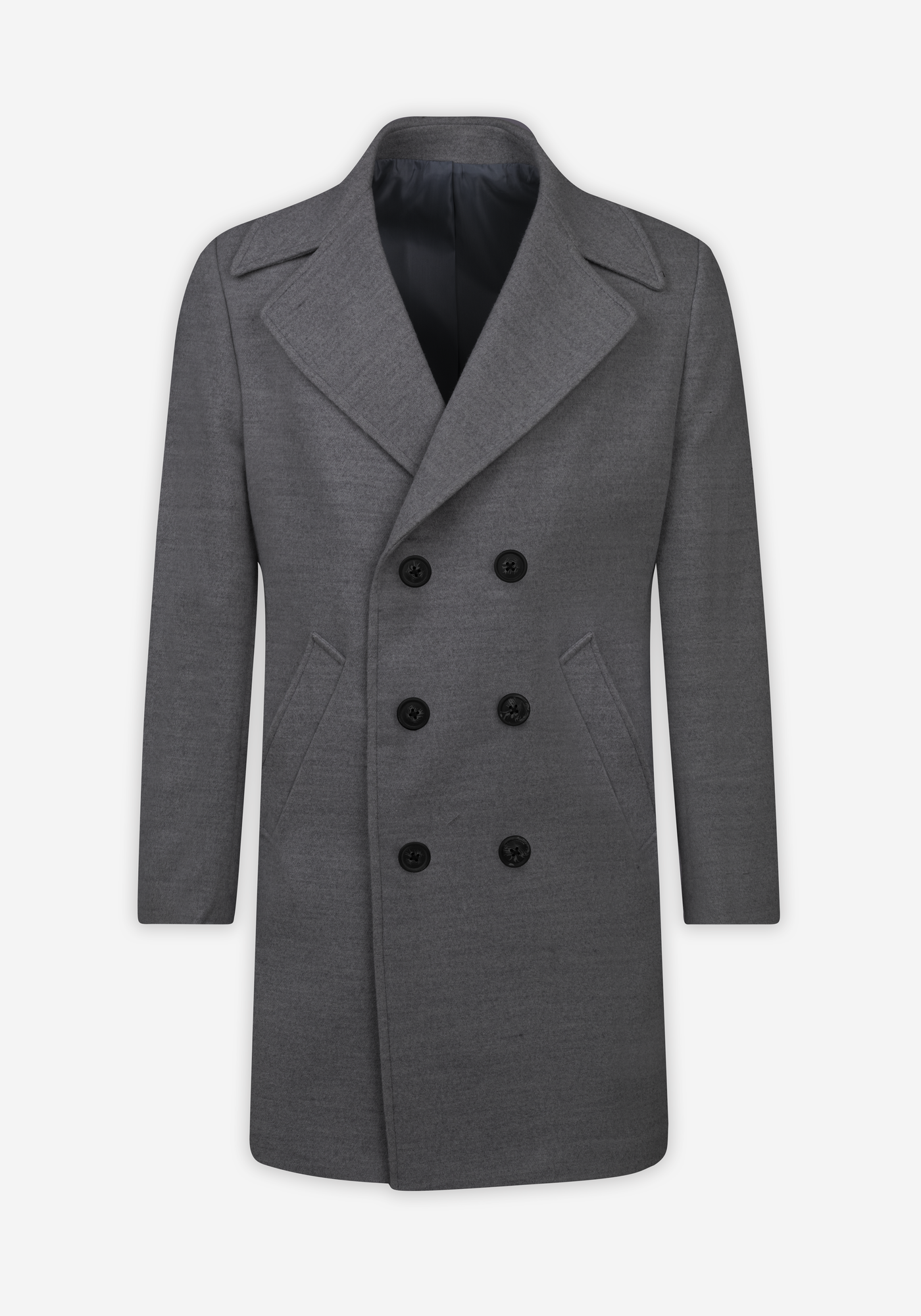 Dim Grey Double-Breasted Poly Coat