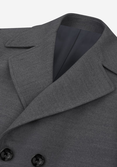 Dim Grey Double-Breasted Poly Coat