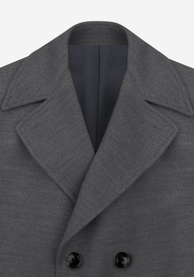 Dim Grey Double-Breasted Poly Coat