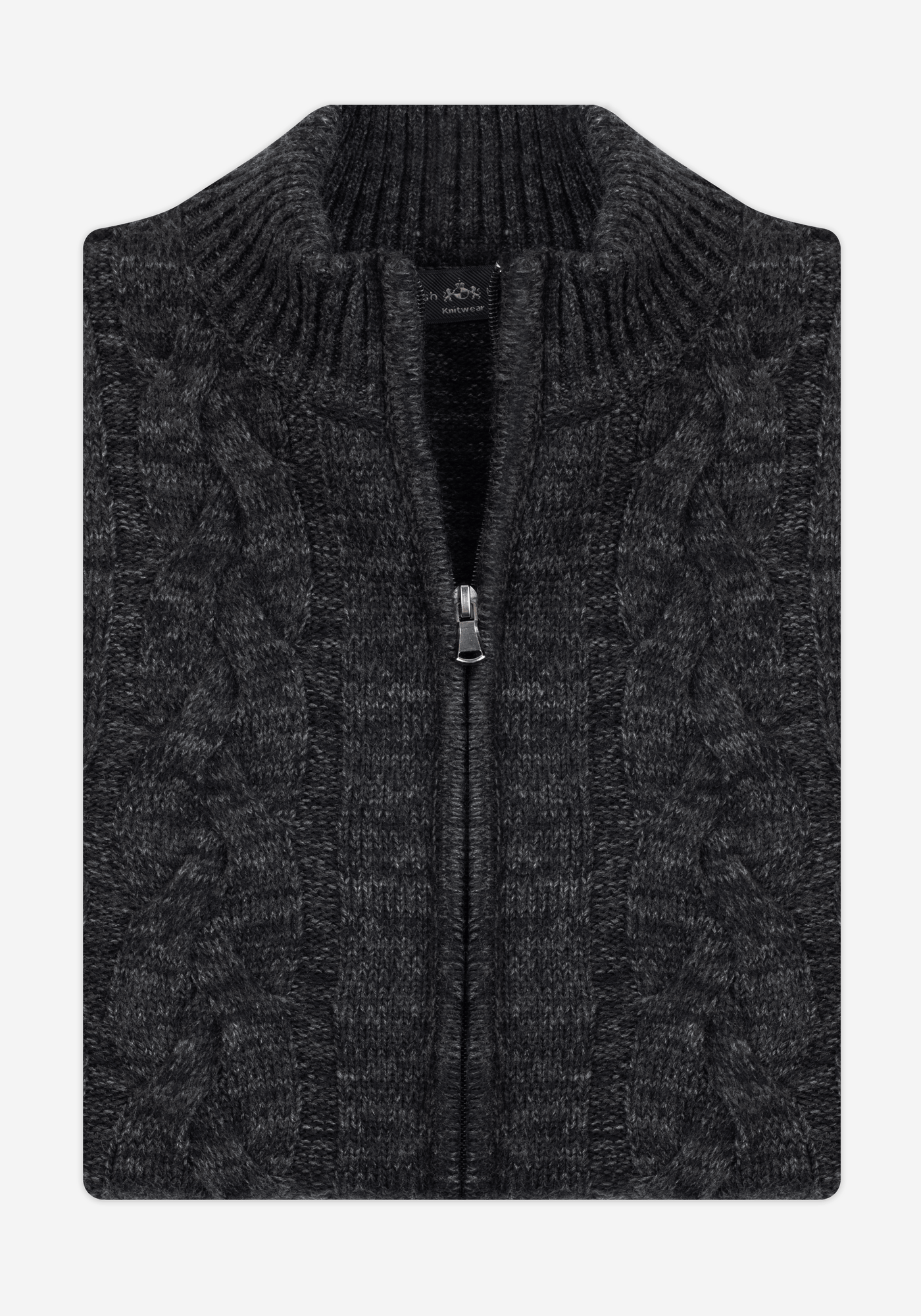 Carbon Black Braided Zipped Pullover